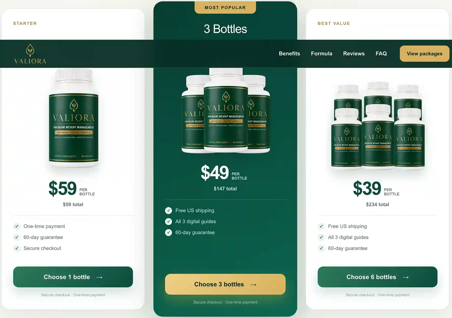 Valiora Pricing — Best Value Package with 3 Free Bonuses and 60-Day Guarantee
